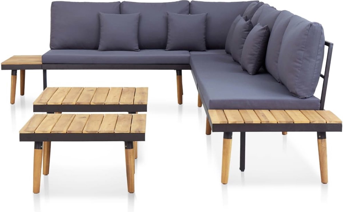 Vidaxl 5-delige Loungeset Met Kussens Massief Acaciahout - Bruin