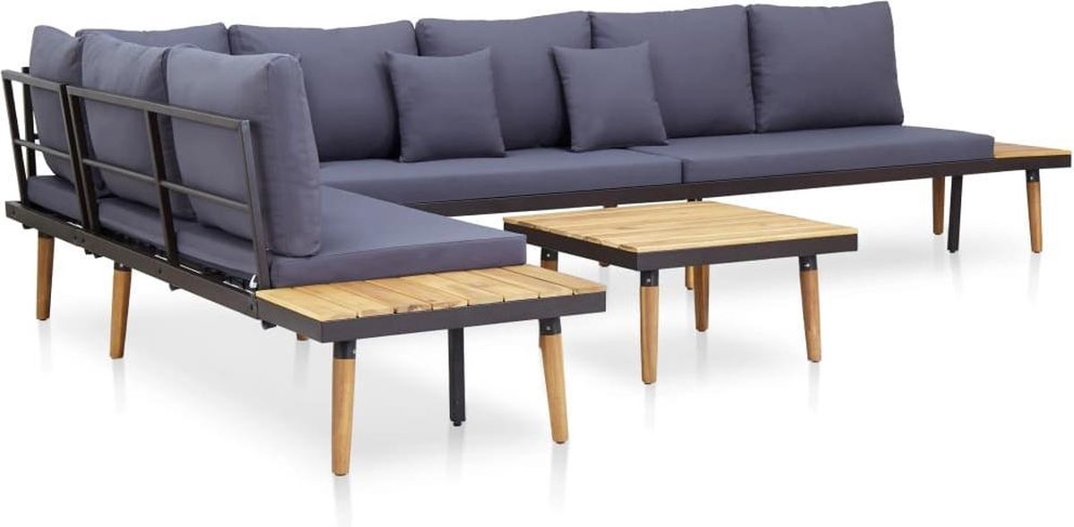 Vidaxl 5-delige Loungeset Met Kussens Massief Acaciahout - Bruin