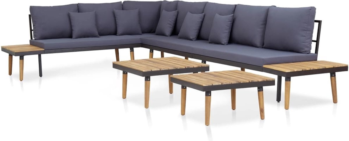 Vidaxl 5-delige Loungeset Met Kussens Massief Acaciahout - Bruin