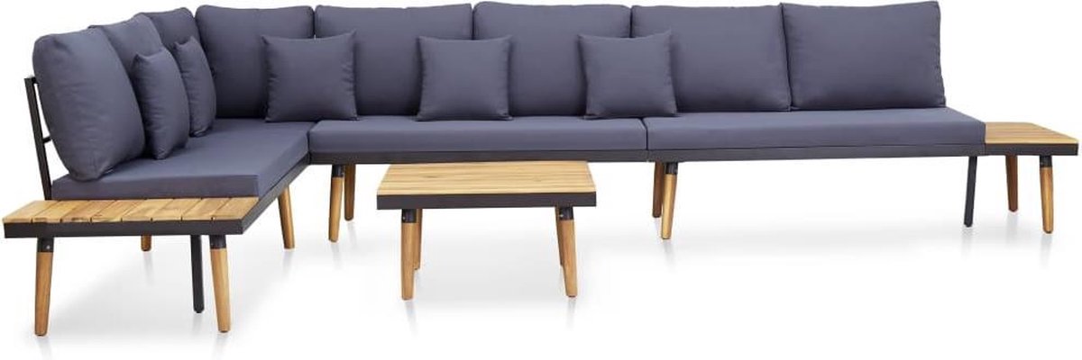 Vidaxl 5-delige Loungeset Met Kussens Massief Acaciahout - Bruin