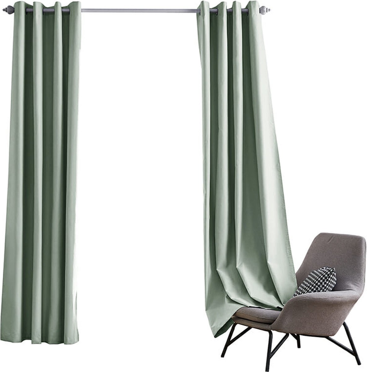 Larson Premium - Gordijnen - 1000% Blackout - 1.4m X 2.7m - Ringen - Pastel - Groen