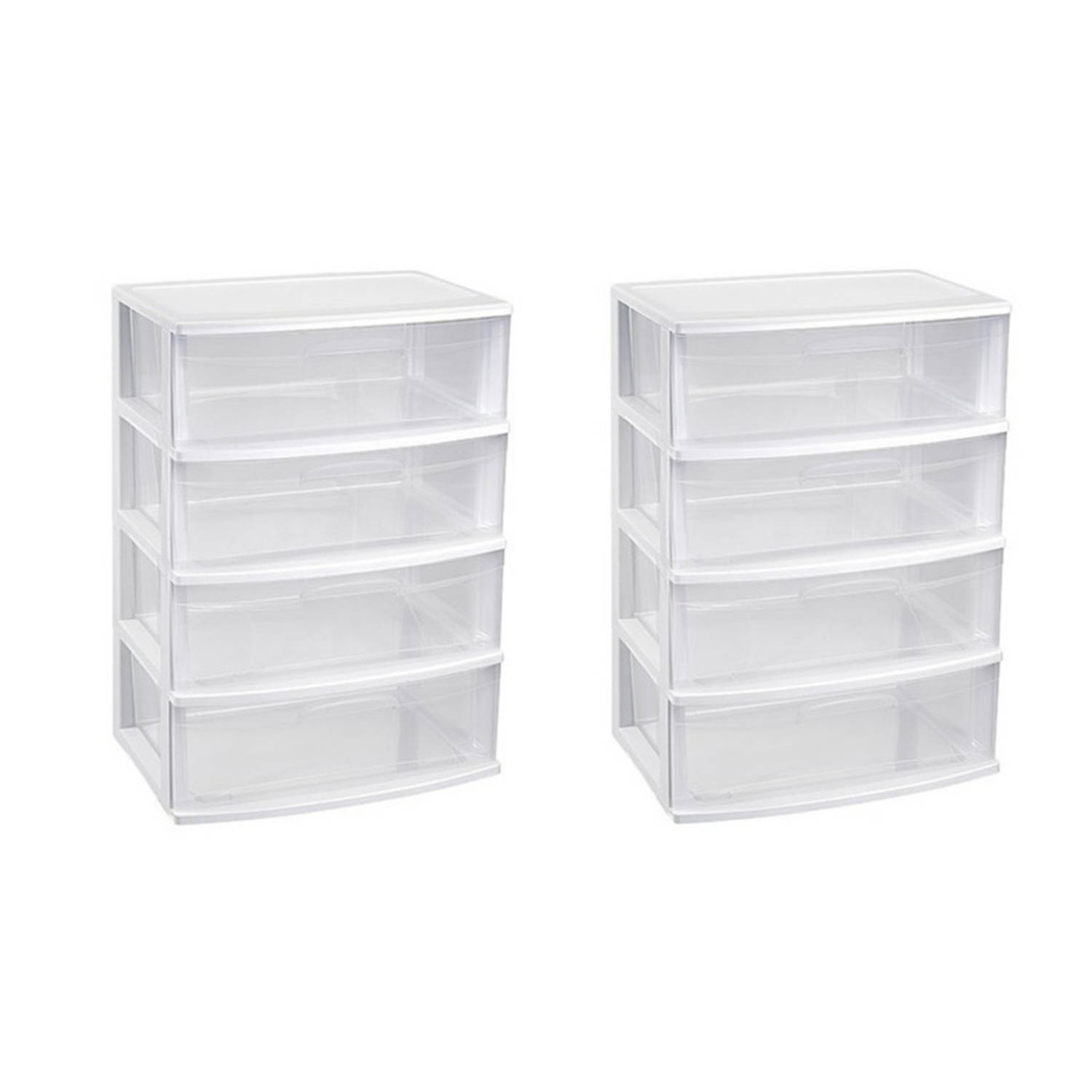 2x Stukste/transparante Ladekast/organiser 40 X 56 X 80 Cm - Opbergbox - Wit