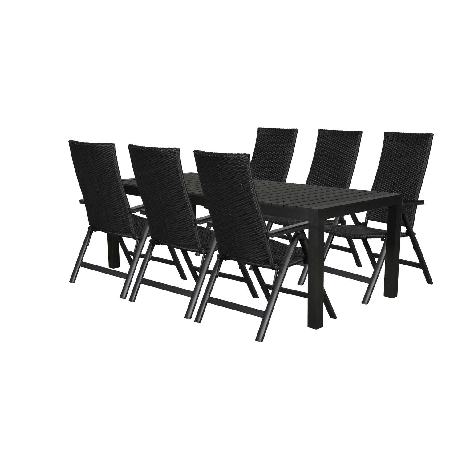 Efour Tuinmeubelset 1 Tafel Met 6 Stoelen. - Zwart