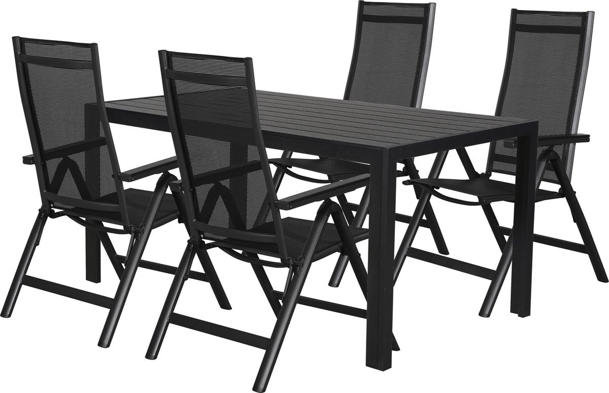 Cult Tuinmeubelset 1 Tafel Met 4 Stoelen. - Zwart