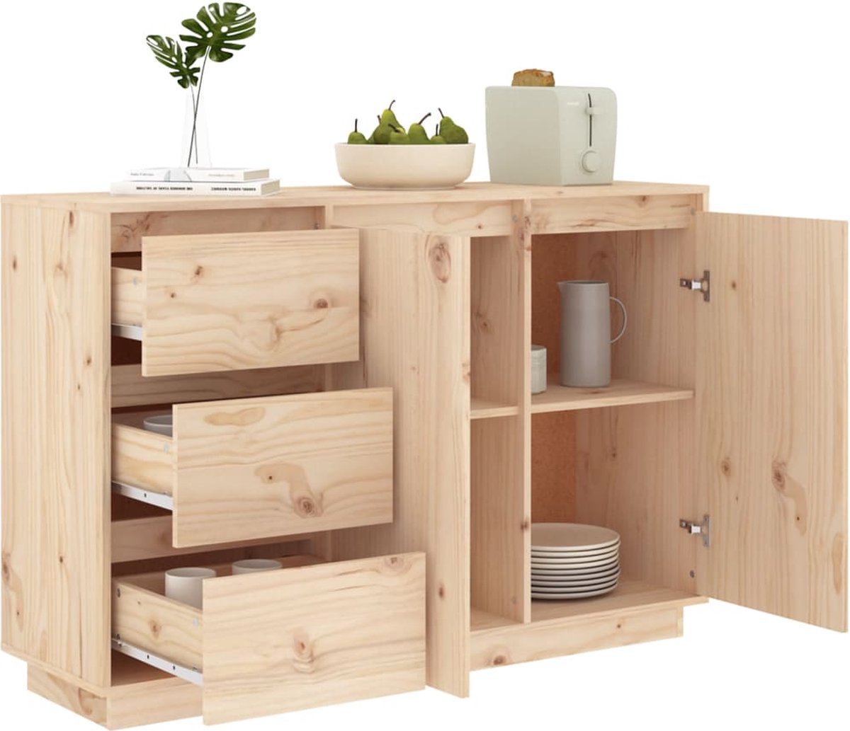 Vidaxl Dressoir 111x34x75 Cm Massief Grenenhout - Bruin