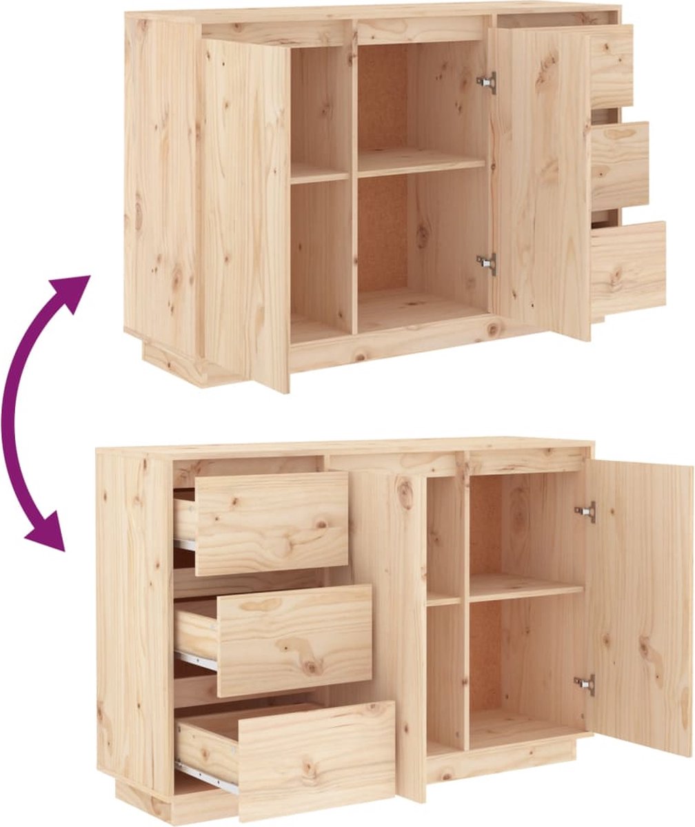 Vidaxl Dressoir 111x34x75 Cm Massief Grenenhout - Bruin