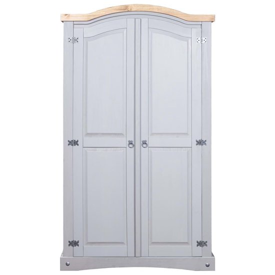 Vidaxl Kledingkast 2 Deuren Mexicaans Grenenhout Corona-stijl - Grijs