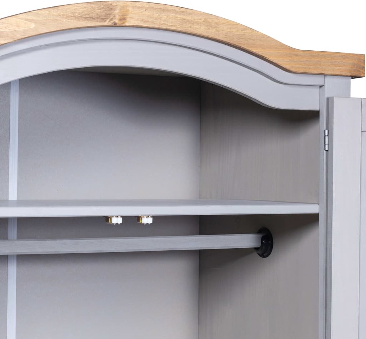 Vidaxl Kledingkast 2 Deuren Mexicaans Grenenhout Corona-stijl - Grijs