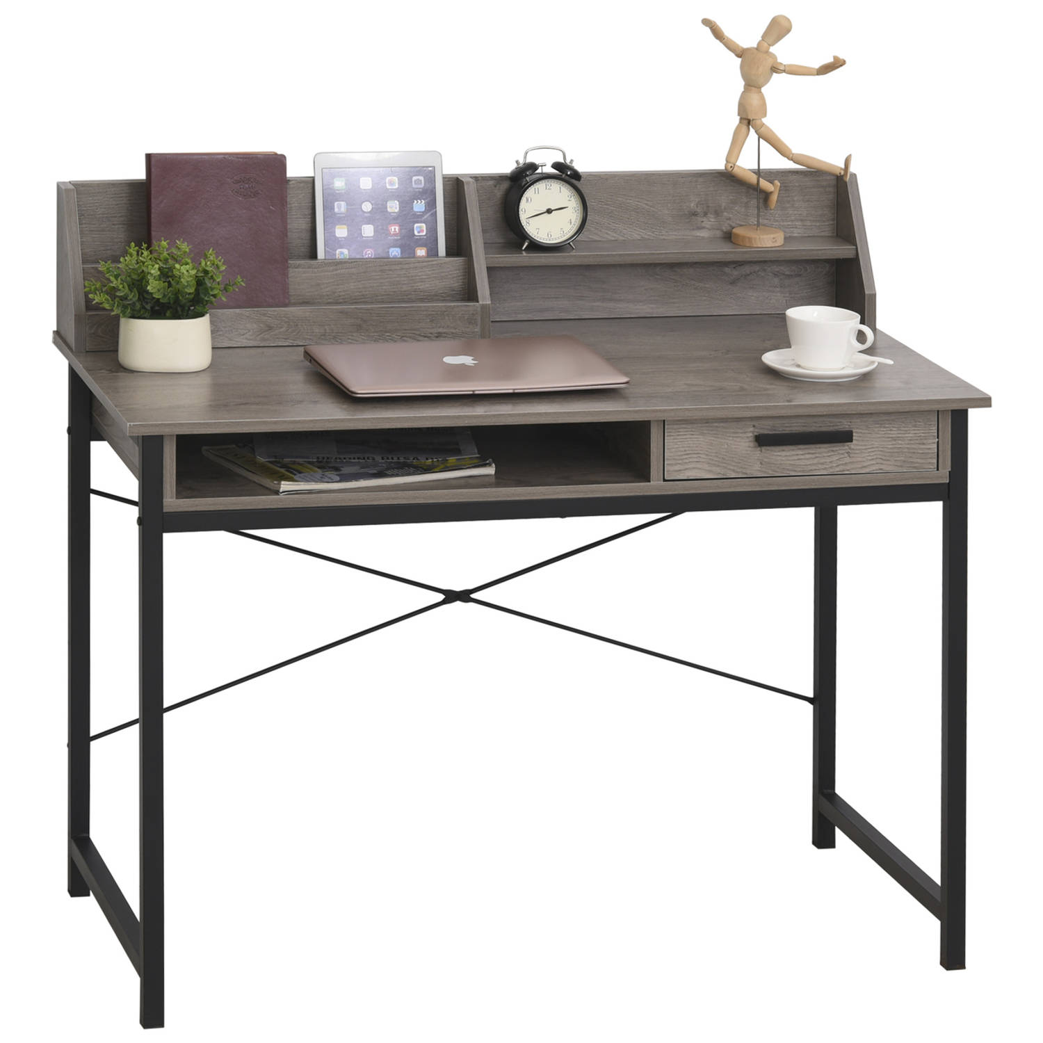 Bureau - Compact - Schrijftafel - Computerbureau - Bureautafel - Opslagruimte - Industrieel Design - 106 X 53 X 95cm...