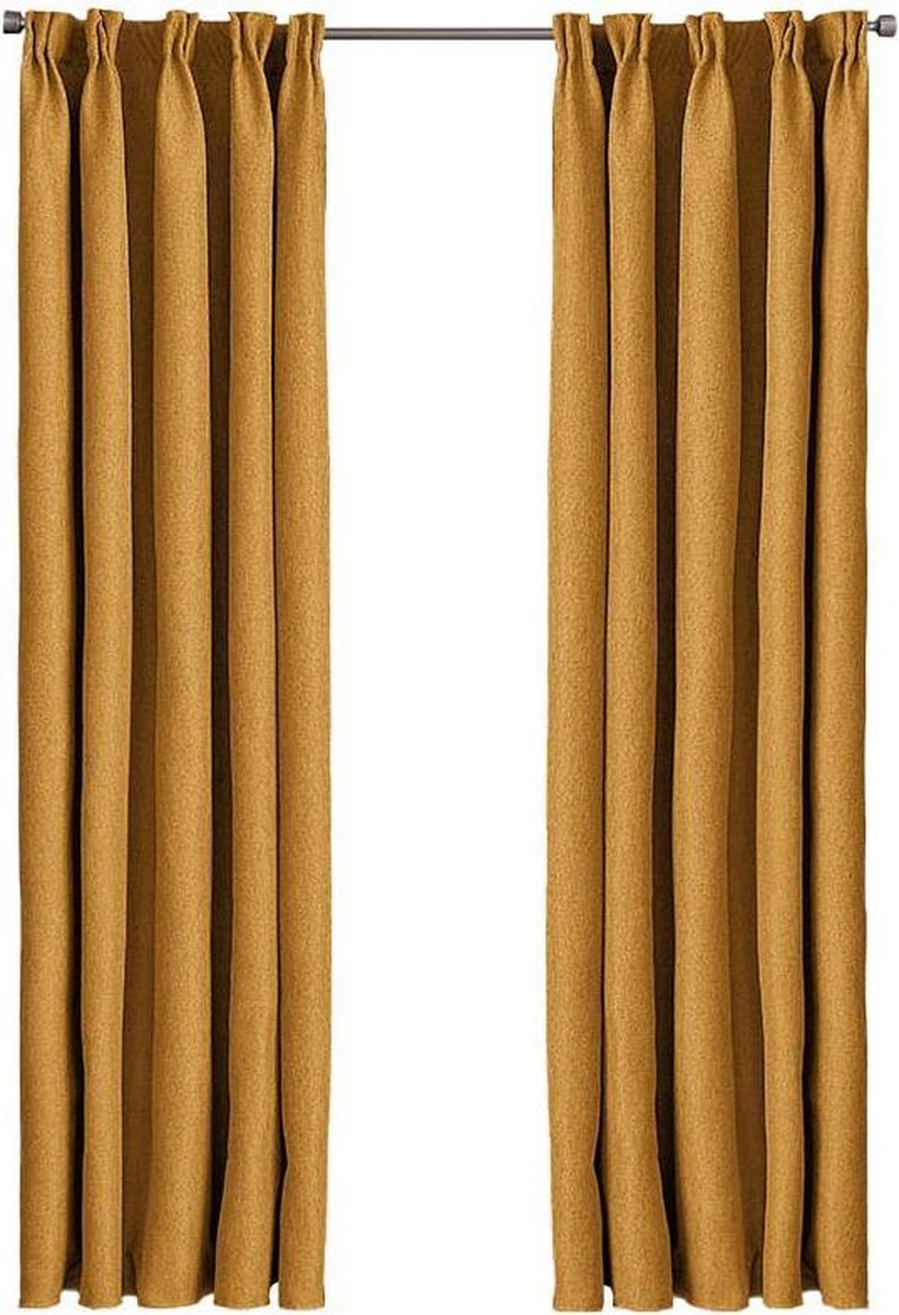 Larson Premium - Premium Gordijn - Luxury Home Edition - Met Haken - 3m X 2.7m - Oker - Geel