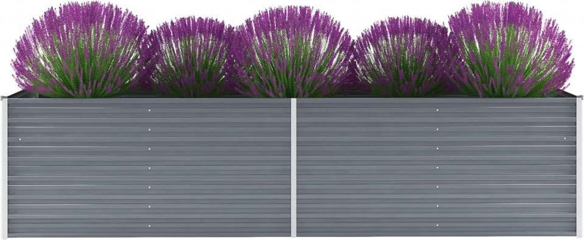 Vidaxl Plantenbak Verhoogd 320x80x77 Cm Gegalvaniseerd Staal - Grijs