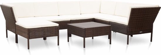 Vidaxl 8-delige Loungeset Met Kussens Poly Rattan - Bruin