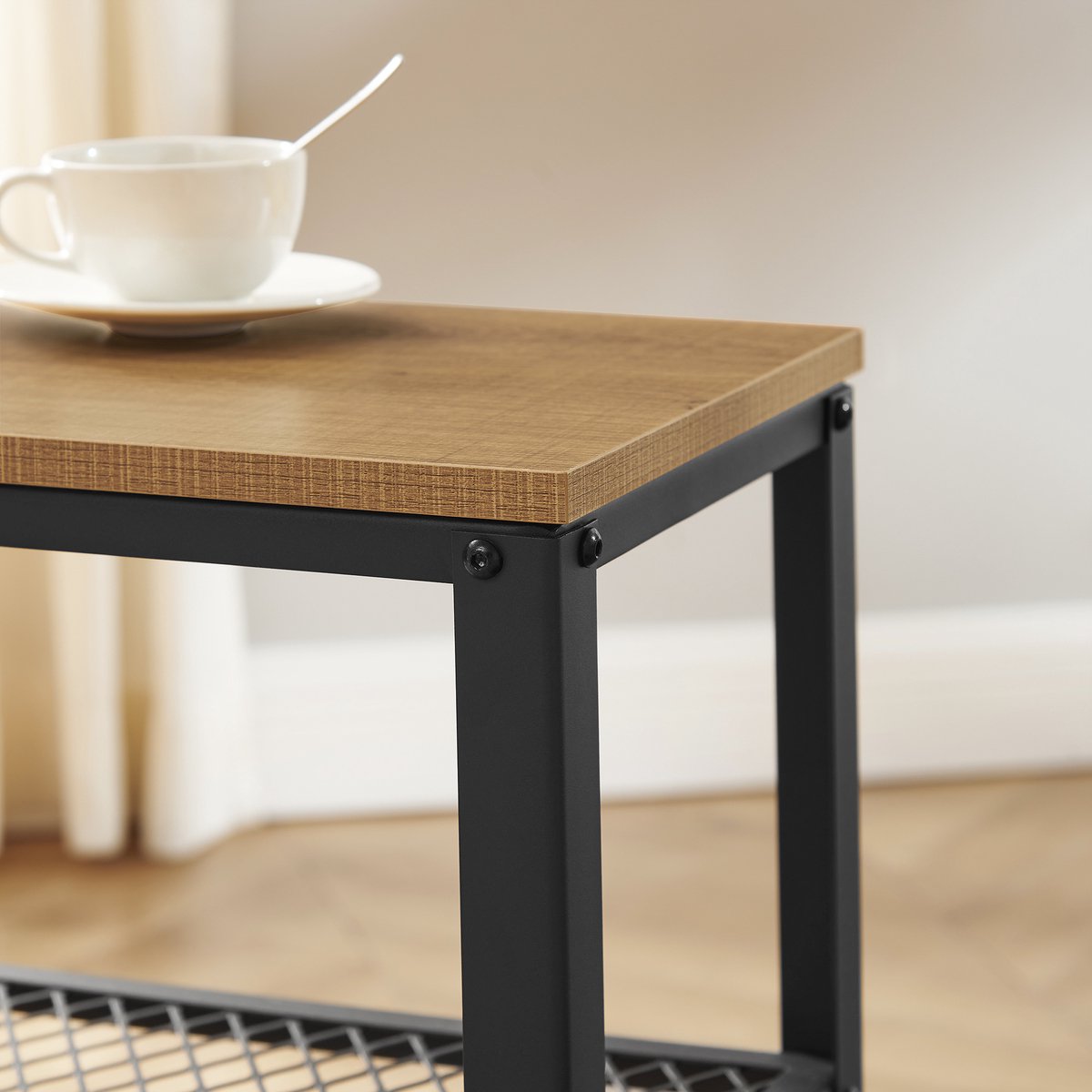 O'Daddy Wandtafel - Sidetable Met 2 Gaasplanken - 60x30x60cm - Mango - Geel