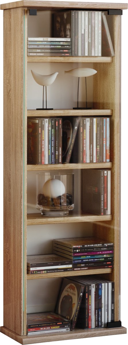 Vetro Wandkast Met 1 Glazen Deur 6 Vakken Sonoma Eiken Decor. - Bruin