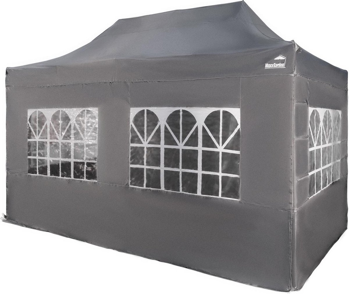 MaxxGarden Easy-up Partytent - Feesttent Paviljoen - 3x4,5 M - Prof - Met Zijwanden - Antraciet - Grijs