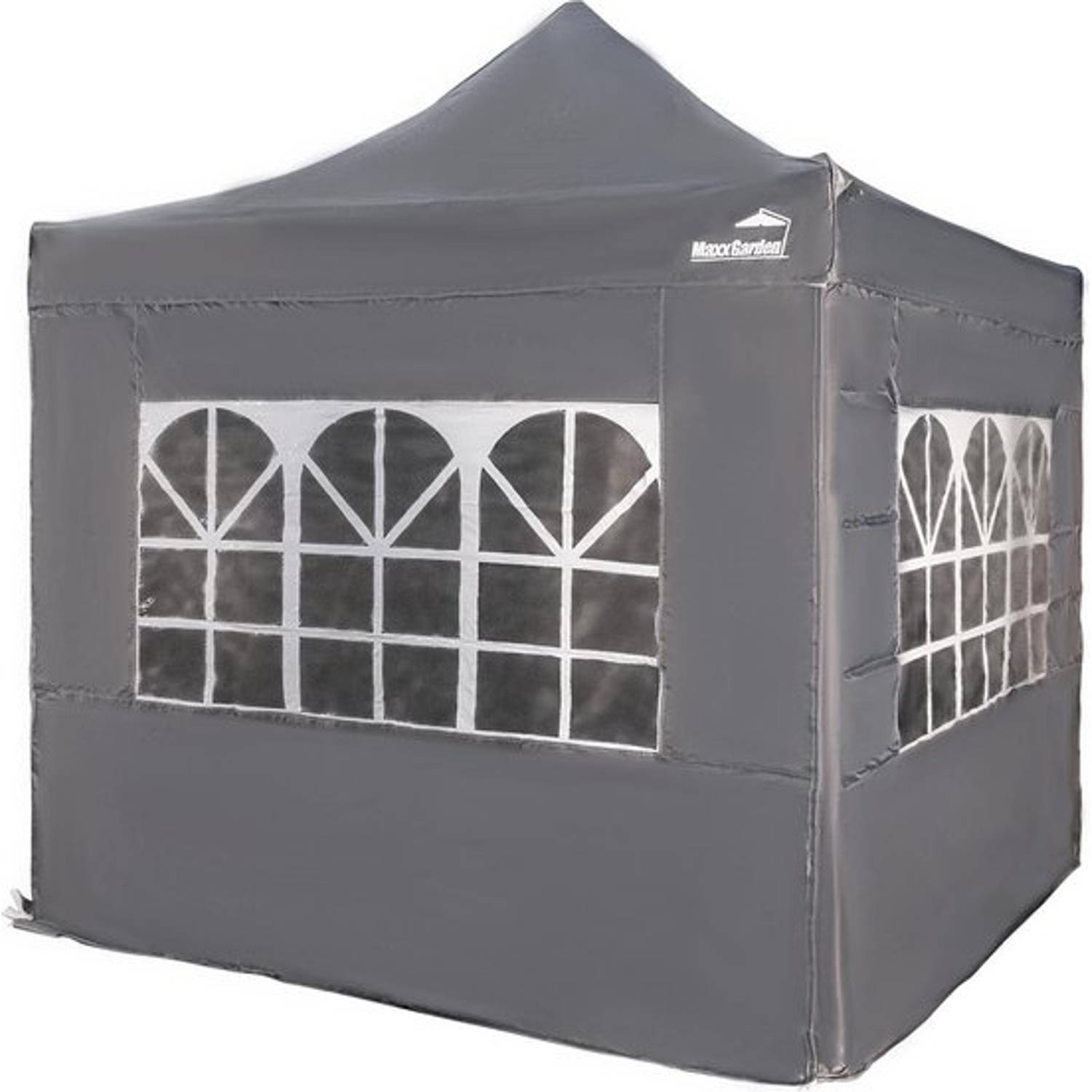 MaxxGarden Easy-up Partytent - Feesttent Paviljoen - 3x3 M - Prof - Met Zijwanden - Antraciet - Grijs