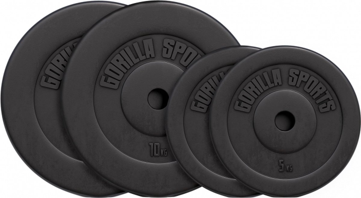 Gorilla Sports Halterschijven Set - Bundel - 30 Kg (2 X 5 & 2 X 10 Kg) -