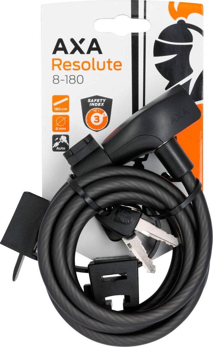 AXA Kabelslot Resolute 8-180 - Ø8 / 1800 Mm - Zwart