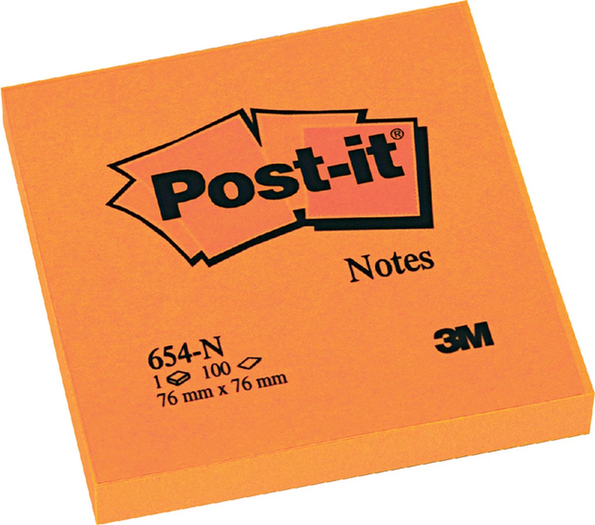 Notitieblok Post-it 76x76mm Neon Or/pk 6