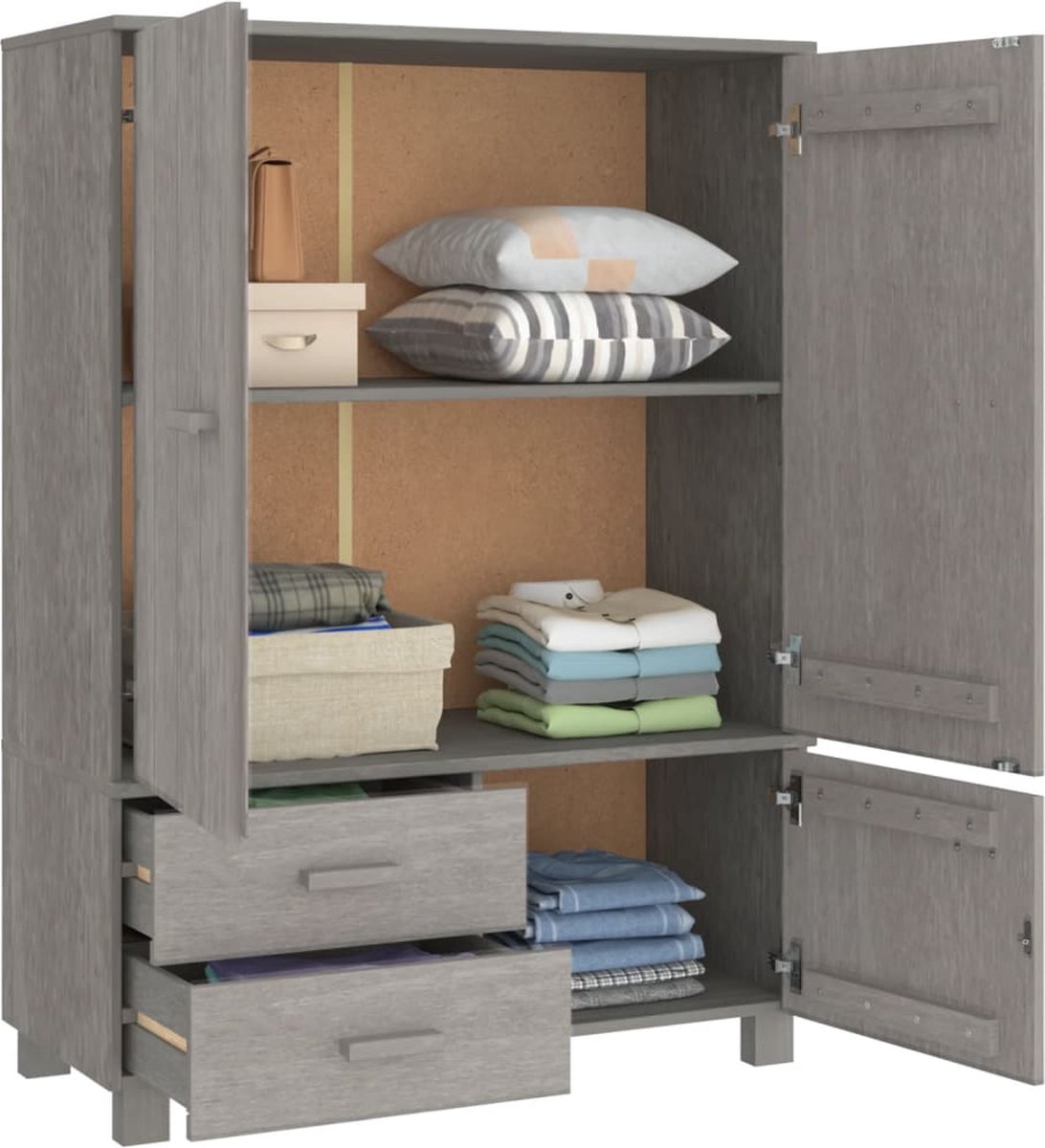 Vidaxl Kledingkast 99x45x137 Cm Massief Grenenhout Licht - Grijs