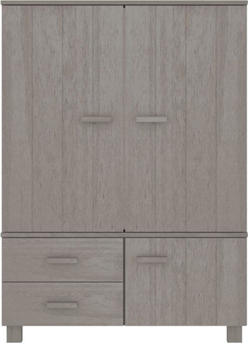 Vidaxl Kledingkast 99x45x137 Cm Massief Grenenhout Licht - Grijs