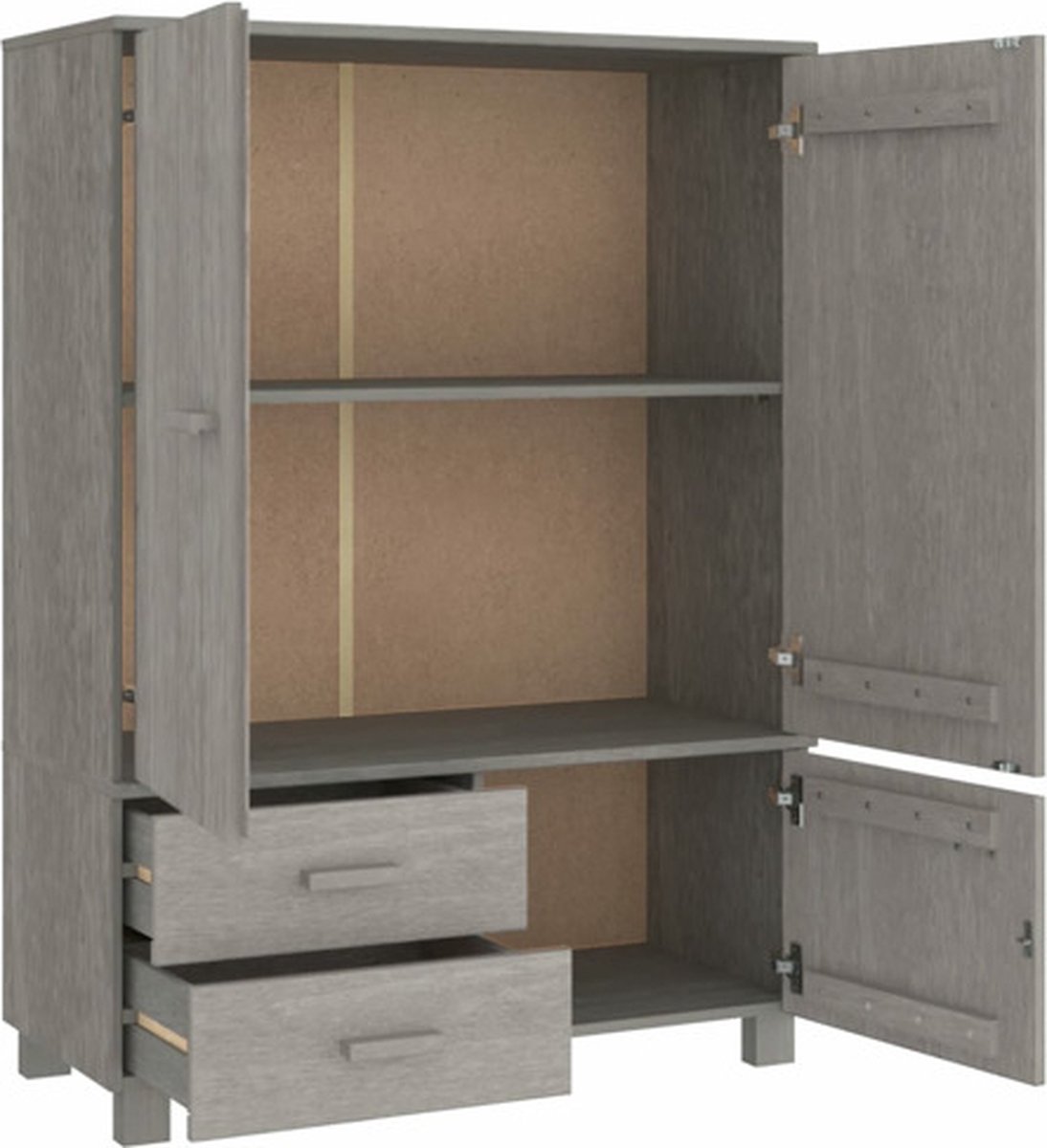 Vidaxl Kledingkast 99x45x137 Cm Massief Grenenhout Licht - Grijs