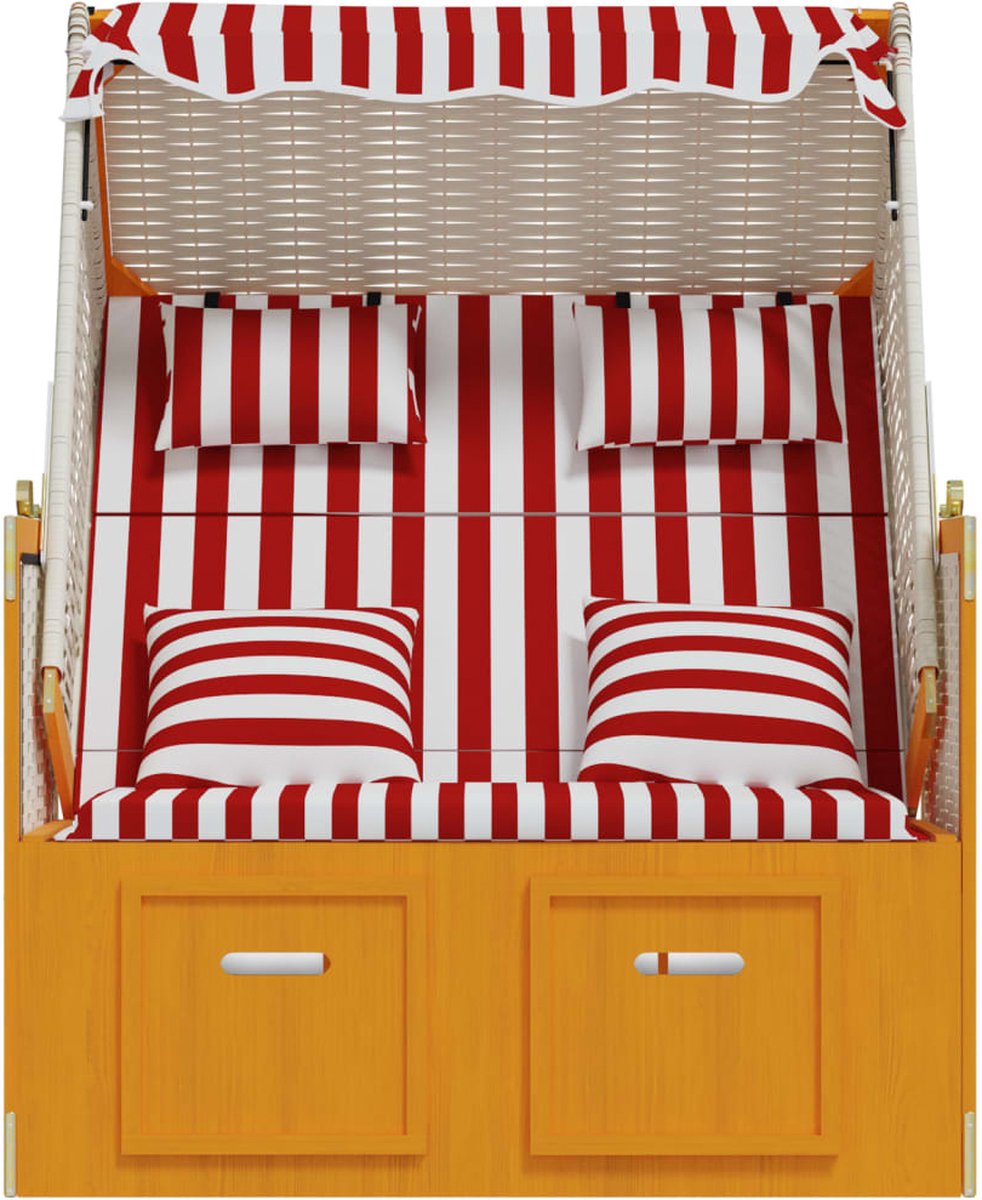 Vidaxl Strandstoel Met Kussens Poly Rattan En Hout En - Rood