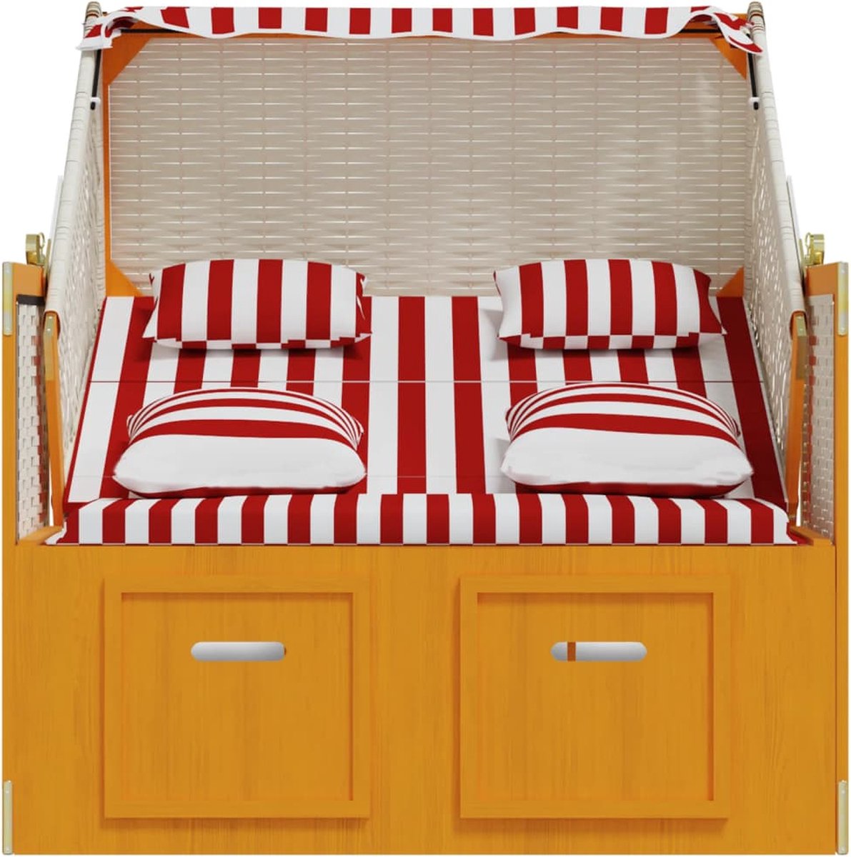 Vidaxl Strandstoel Met Kussens Poly Rattan En Hout En - Rood