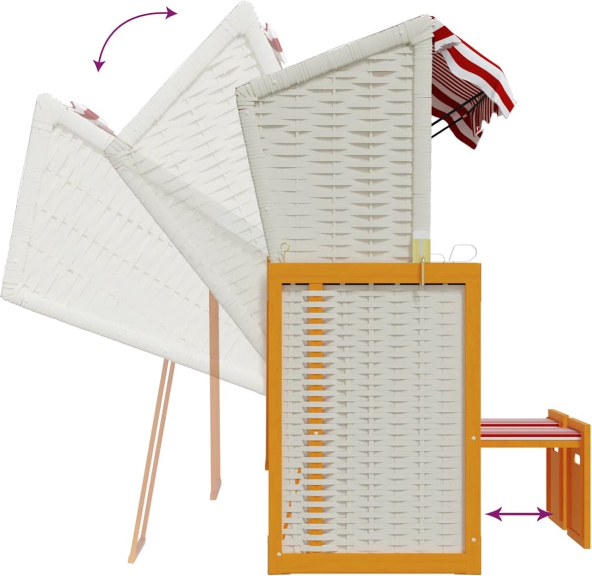 Vidaxl Strandstoel Met Kussens Poly Rattan En Hout En - Rood