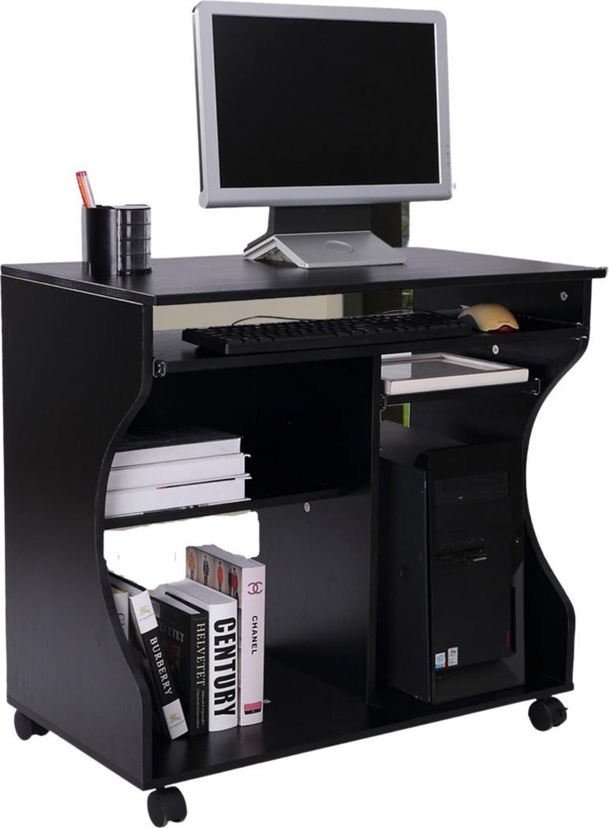 Compact Bureau - Schrijftafel - Computerbureau - Bureautafel - Bureau - Verrijdbaar - 80 X 48 X 76 Cm - - Zwart
