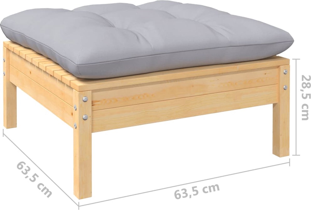 Vidaxl 12-delige Loungeset Met Grijze Kussens Massief Grenenhout - Grijs