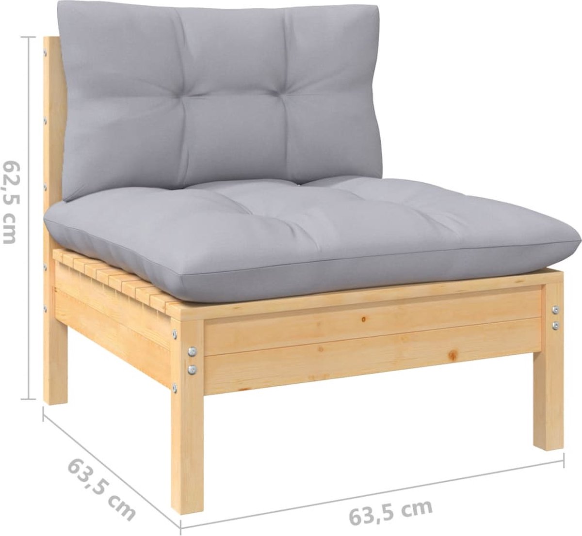 Vidaxl 12-delige Loungeset Met Grijze Kussens Massief Grenenhout - Grijs