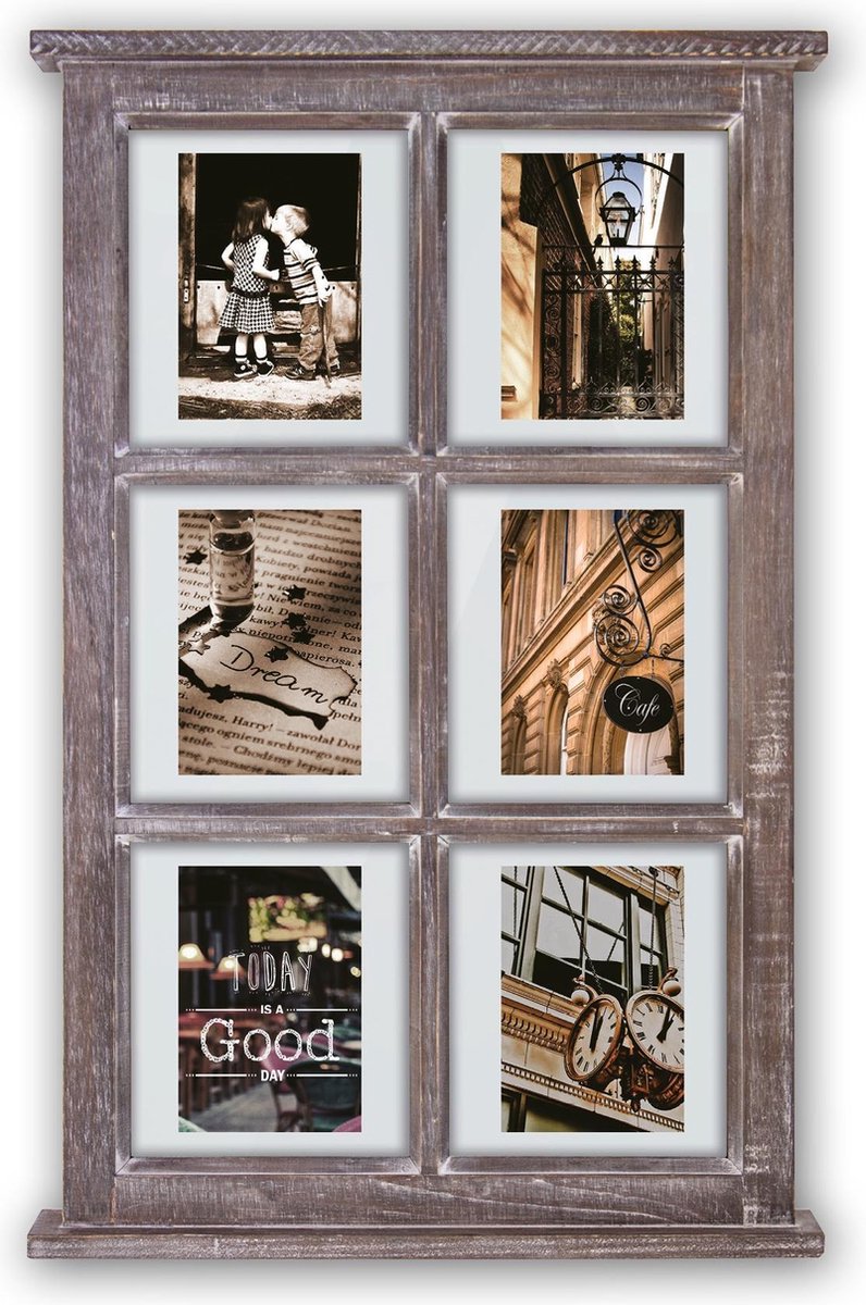 Zep - Multi Houten Transparante Fotolijst Hampton Voor 6 Foto's 10x15 (43x68 Cm) - Tz66b - Bruin