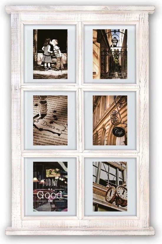 Zep - Multi Houten Transparante Fotolijst Hampton Voor 6 Foto's 10x15 (43x68 Cm) - Tz66w - Wit