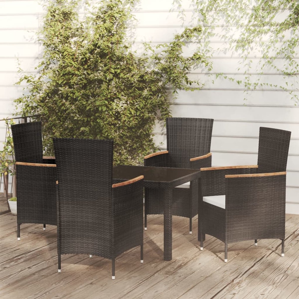 Vidaxl 5-delige Tuinset Met Kussens Poly Rattan - Zwart