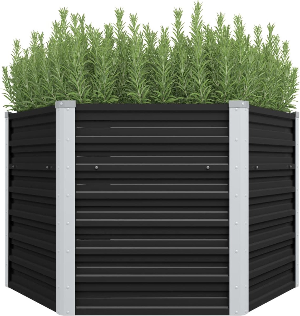Vidaxl Plantenbak Verhoogd 129x129x77cm Gegalvaniseerd Staal Antraciet - Grijs