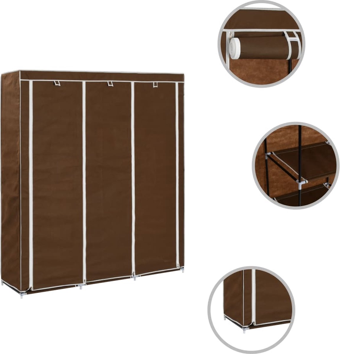Vidaxl Kledingkast Met Vakken En Stangen 150x45x175 Cm Stof - Bruin