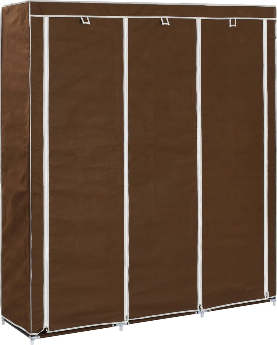 Vidaxl Kledingkast Met Vakken En Stangen 150x45x175 Cm Stof - Bruin