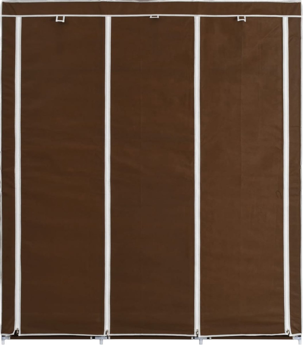 Vidaxl Kledingkast Met Vakken En Stangen 150x45x175 Cm Stof - Bruin