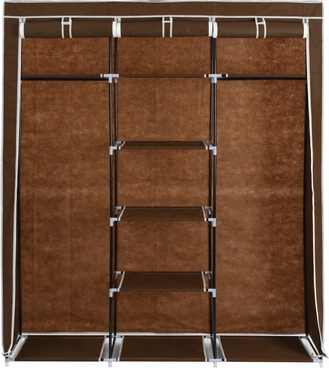 Vidaxl Kledingkast Met Vakken En Stangen 150x45x175 Cm Stof - Bruin