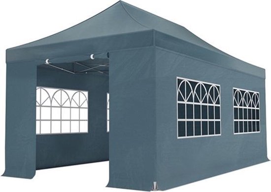 Lizzely Garden & Living Easy Up 3x6m 40mm (Aluminium Buizen) Semi Prof Partytent - Grijs