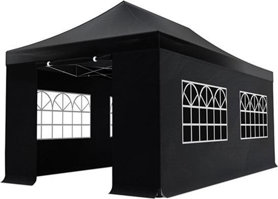 Lizzely Garden & Living Easy Up 3x6m 30mm (Aluminium Buizen) Semi Prof Partytent - Zwart