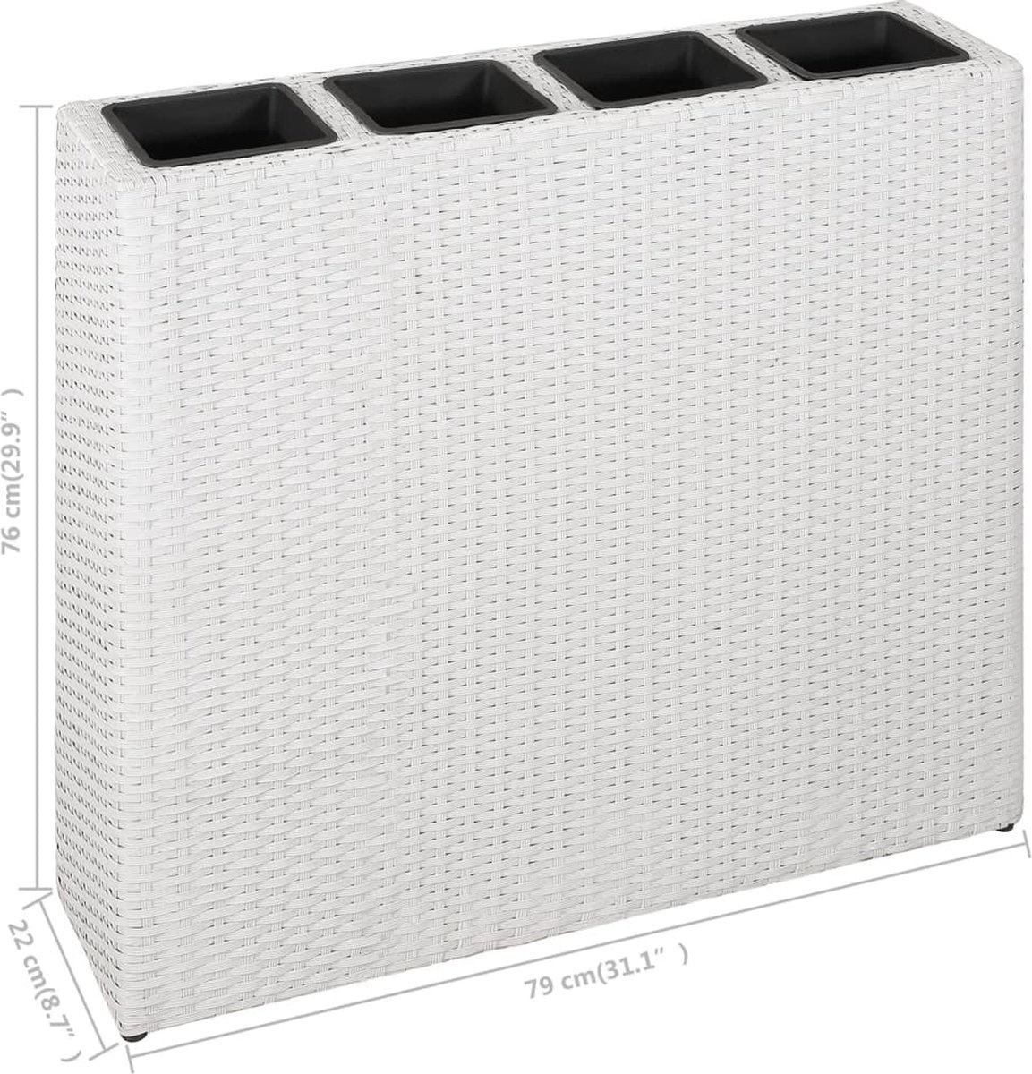 Vidaxl Plantenbak Verhoogd Met 4 Potten 2 St Poly Rattan - Wit