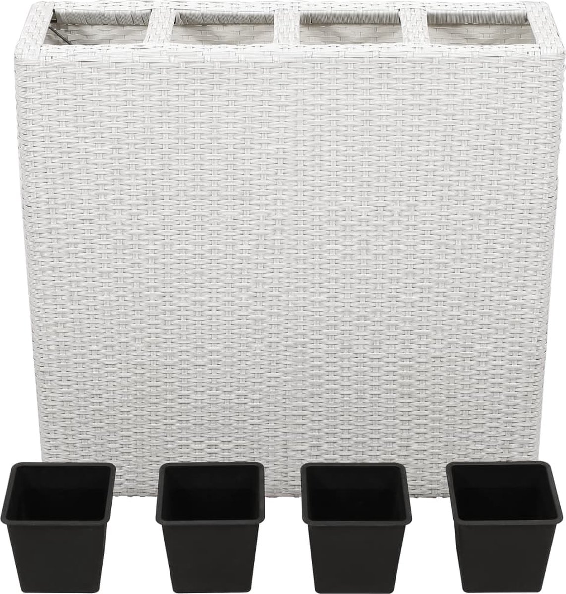 Vidaxl Plantenbak Verhoogd Met 4 Potten 2 St Poly Rattan - Wit
