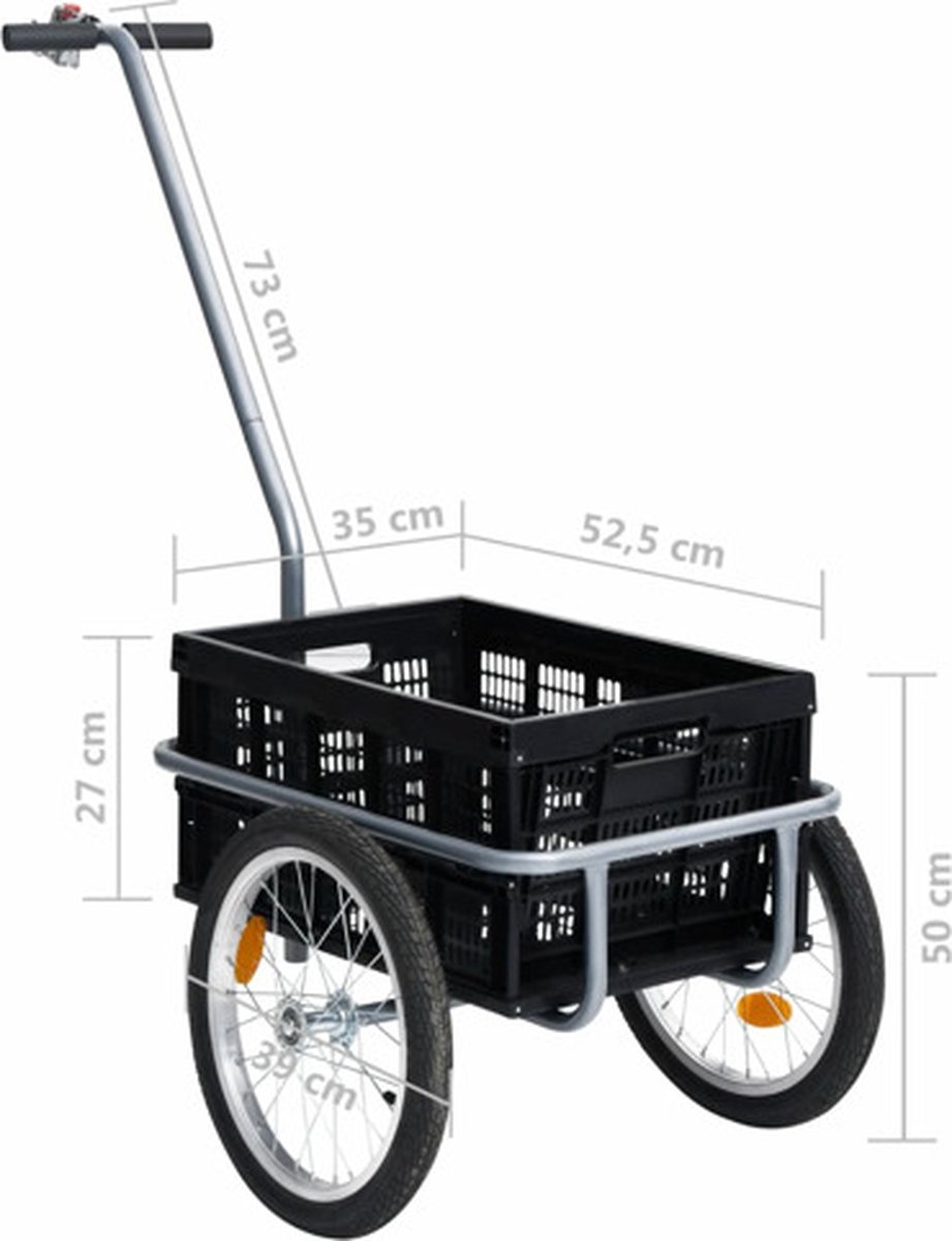 Vidaxl Fietskar Met Inklapbare Transportbox 50 L 150 Kg - Zwart