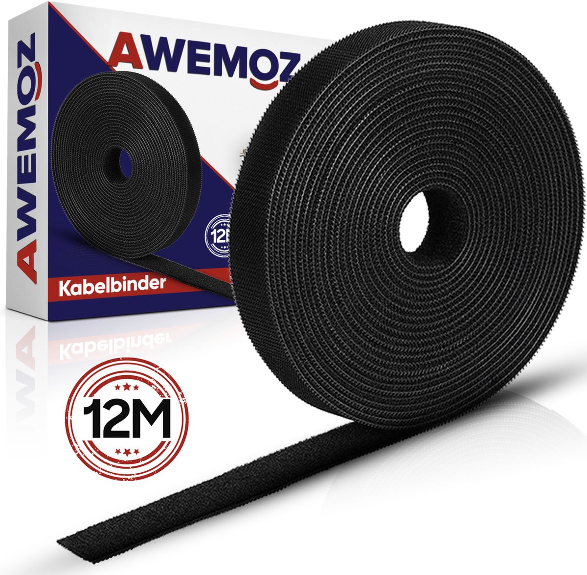Awemoz Velcro Kabelbinders 12 Meter Lang -e Kabel Organiser - Kabel Management - Cable Organizer - Zwart