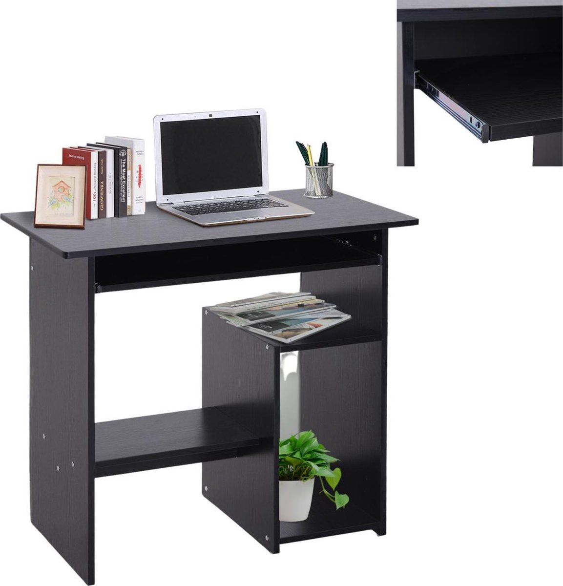 Compact Bureau - Schrijftafel - Computerbureau - Bureautafel - 80 X 45 X 75 Cm - - Zwart