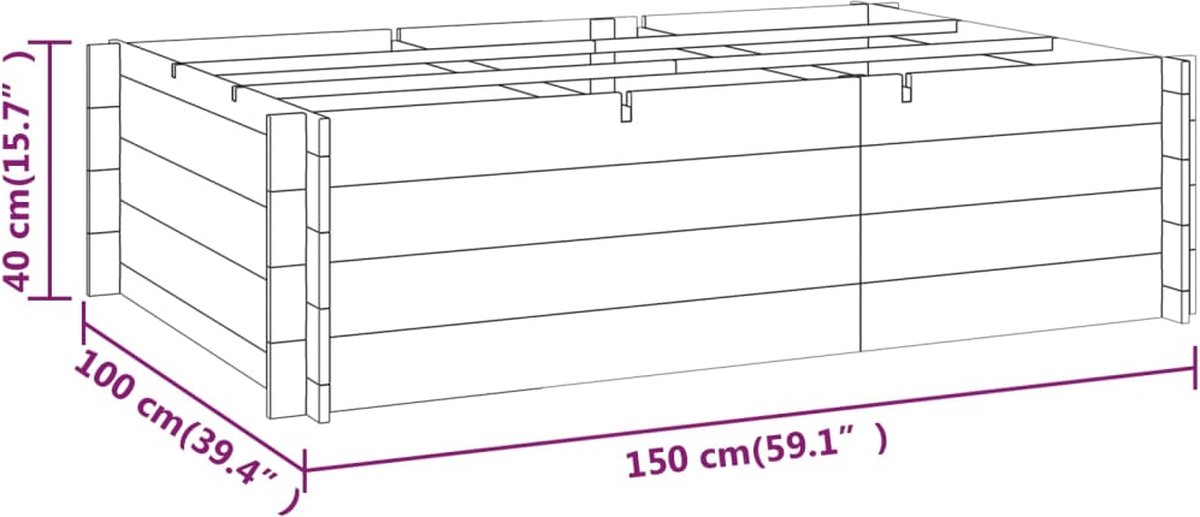 Vidaxl Plantenbak Verhoogd 150x100x40 Cm Geïmpregneerd Hout - Bruin