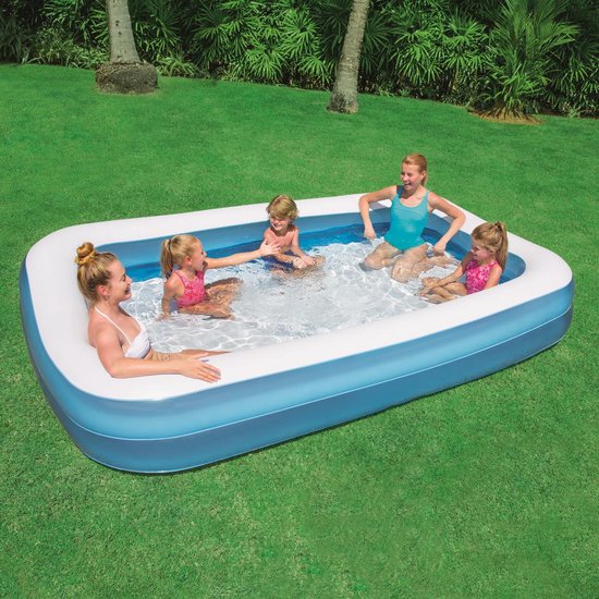 Bestway Familie Zwembad 54150 - Opblaasbad - 305 X 183 X 46 Cm - Extra Brede Zijwanden - 3+ - Blauw
