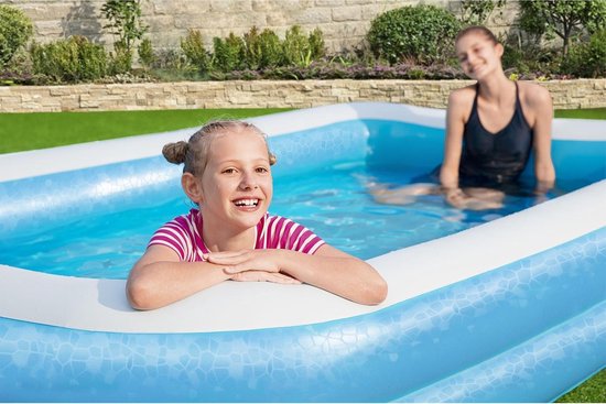 Bestway Familie Zwembad 54150 - Opblaasbad - 305 X 183 X 46 Cm - Extra Brede Zijwanden - 3+ - Blauw
